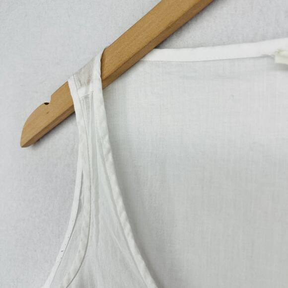 EILEEN FISHER Tank Top S Organic Cotton Voile Sheer Smocked Shell White - Picture 7 of 15
